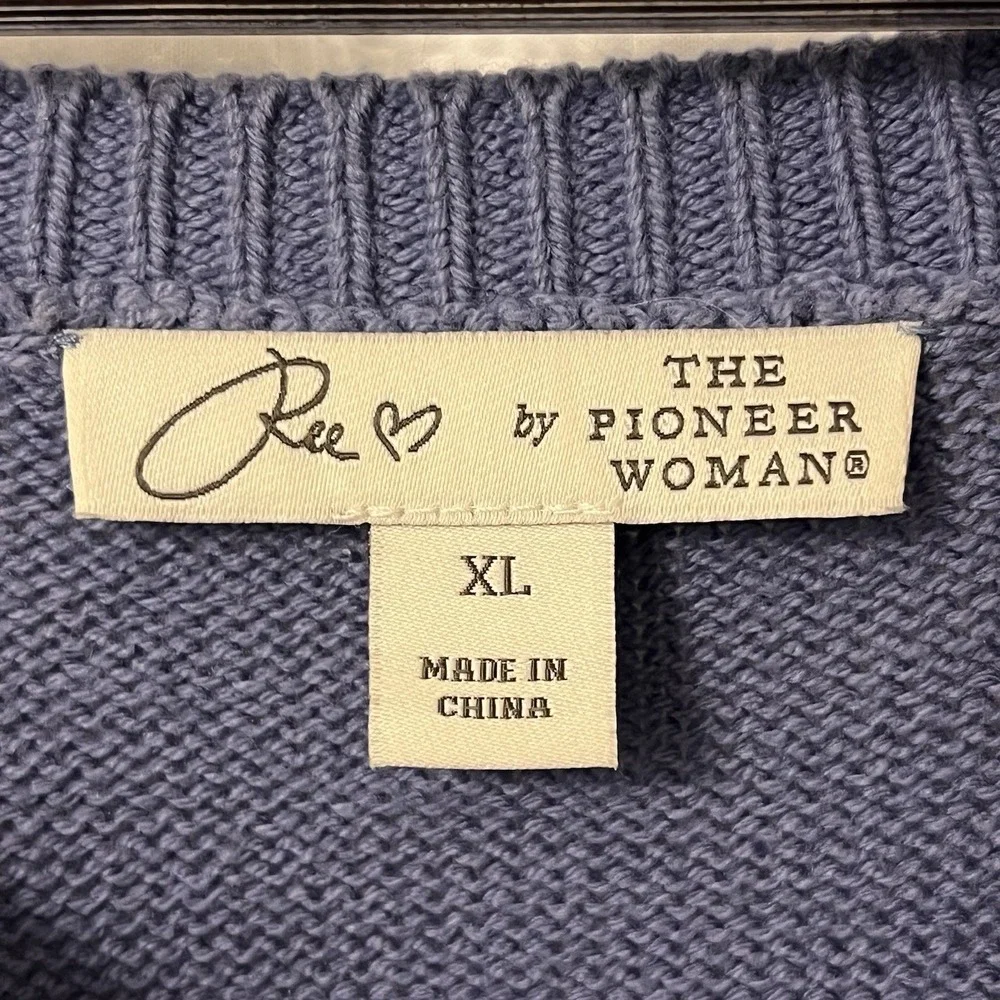 NWOT Pioneer Woman Cornflower Blue Embroidered Sweater CottageCore GrannyCore XL